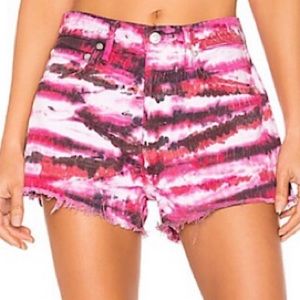 “NEW” AGOLDE Parker Cutoff Tie-Dye Denim Shorts in Envision